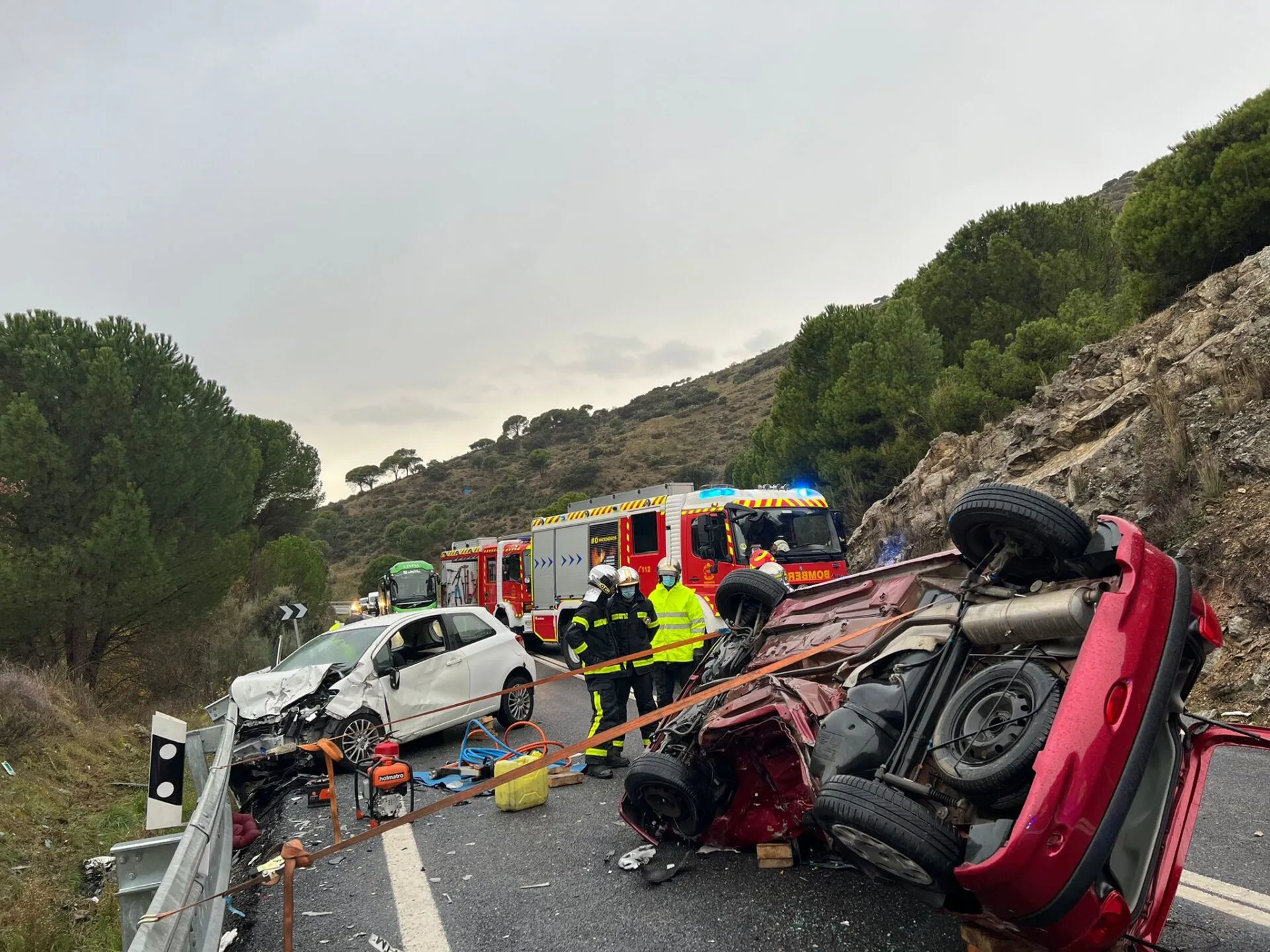 accidente con bomberos
